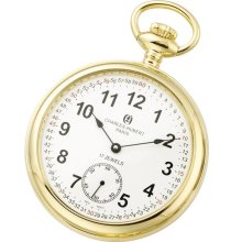 Stainless Steel Pocket Watch w Gold-Plated Accent