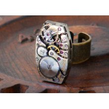 Steampunk Ring - Vintage Bulova Watch Movement - Adjustable Ring for the Steampunk Man