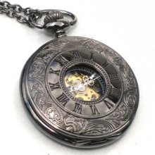 Steampunk Roman Numerals Pocket Watch Mechanical Chain Steam Punk Roman Face