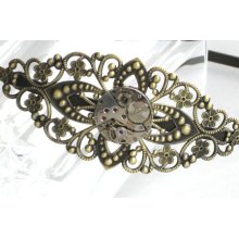 Steampunk VICTORIAN FILIGREE Headband - Vintage Jeweled Watch Movement - Gears and Cogs - Antique Brass - By GlazedBlackCherry