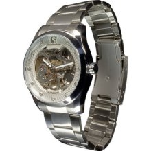 Steinhausen Mens Metal Automatic Skeleton Dial Watch Silver, From Brookstone