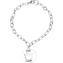 Sterling Silver Charm Bracelet Cat Lover Charm Of Kitty Cat