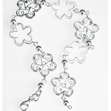 Sterling Silver Filigree Flower Link Bracelet