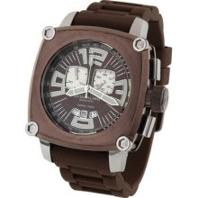 Stuhrling 614 3316k59 Milano Piazza Swiss Chrono Brown Dial Rubber Mens Watch