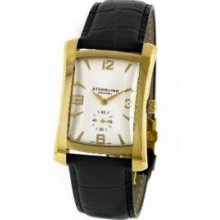 Stuhrling Original 144L.32352 Mens Gatsby Swiss Quartz 23K Yellow Gold Plated Stainless Steel Case with Silver Dial