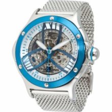 Stuhrling Original 4ATB.332U16 Mens Lifestyle Collection Alpine Slalom Automatic with Stainless Steel Case Blue Skeletonized Dial Bracelet Mesh Watch
