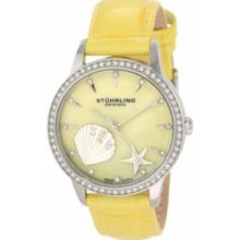Stuhrling Original 521.1115G95 Womens Lifestyles Collection Verona Quartz with Stainless Steel Case Yellow MOP Dial and Yellow Leather Strap Watch