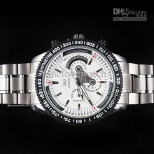 Style Men's White Face Multi-dial Day Date Steel Automatic Mechanica