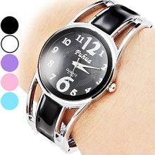 Style Women's Casual Alloy Analog Quartz Bracelet Watch (Silver)