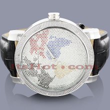 Super Techno Mens Diamond World Map Watch 0.12ct
