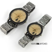Sweet Lover Dial Couple Style Men Women Classic S/steel Quartz Wrist Watch Gift