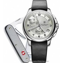 Swiss Army Mens Officers Chrono and Grey Pocket Knife Boxed 241553.2