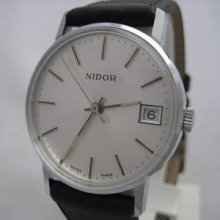 Swiss Made Special Rare Nidor Watch W Date 1960's