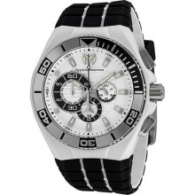 Technomarine Cruise Locker Chronograph White Dial Black And White Silicone Mens