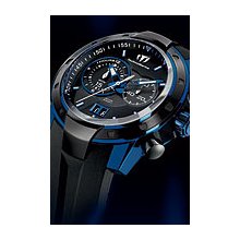 TechnoMarine UF6 Chrono Magnum PVD Blue 45mm Watch - Black/Blue Dial, Black Rubber Strap 611004 Chronograph Sale Authentic