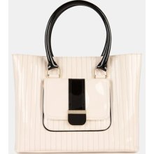 Ted Baker London 'Enamel - Colorblock' Quilted Faux Leather Shopper Natural