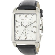Ted Baker Men's White Multi Dial Black Leather Strap Watch - Te1059