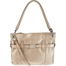 Tignanello Pebble Leather Convertible Hobo w/ Belt Detail - Satin Metal - One Size