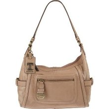 Tignanello Vintage Leather Zip Top Pocket Hobo - Nude - One Size