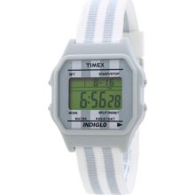 Timex 80 Indiglo Retro Vintage Style Grey & White Digital Watch Military Strap