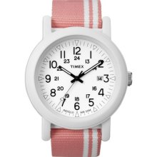 Timex Camper White Dial Pink Nylon Strap 50m Ladies Fashion Watch T2n3674e