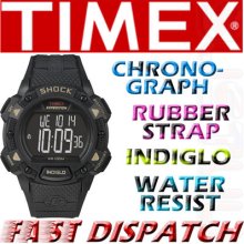 Timex Expedition Black Full Pusher Shock Cat Chronograph T49896 Watch