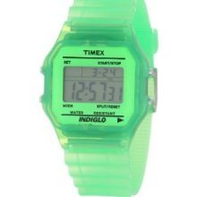 Timex Unisex T2n806 Classic Digital Green Translucent Case And Strap Watch