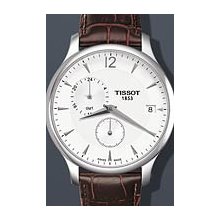 Tissot Tradition GMT 42mm Watch - Silver Dial, Brown Calf Leather T0636391603700 Sale Authentic