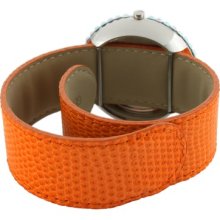 TKO ORLOGI Women's TK618 Leather Slap Watch Color: Orange Crystal