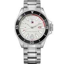 Tommy Hilfiger Mens Watch Stainless Steel Silver Dial Date W/ Box 1790749