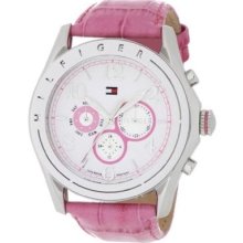 Tommy Hilfiger Women Sport White Dial Pink Croco Embossed Strap Watch Quartz