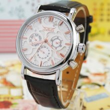Trendy White Glitter Crystal Mechanical Auto Mens Watch Date/day 24hrs Rose Hand
