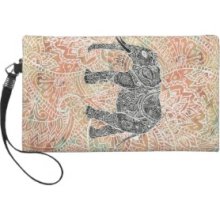 Tribal Paisley Elephant Colorful Henna Pattern Wristlet Clutch