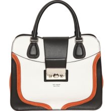 tullio zepponi colour block leather & suede bag