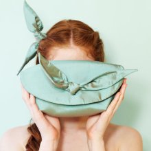 Turquoise Mint Clutch Bag Silk with Bow Unusual Cute