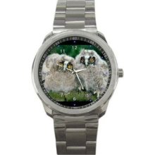 Two Owl Chicks Quality Stainless Steel Gift Watch