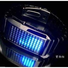 Unisex Japanese Led Watch Black Case & Blue Led