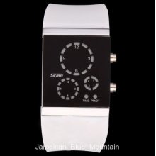 Unisex Novelty Fashion Circle Led Watch Silicone Band White