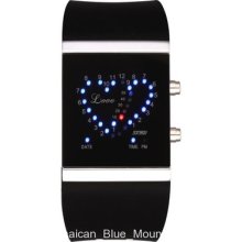Unisex Novelty Fashion Heart Led Watch Silicone Band Black