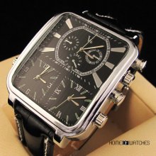 Unisex Top Quality Fashion Special Design 3 Dials Pu Strap Quartz Wrist Watch