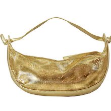Valerie Stevens Ladies Gold Metallic Sling Hobo Evening Handbag Purse