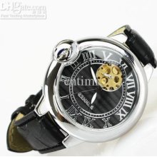 Vegan Black Small Dial Skeleton Auto Mechanical Watch Men Freeship