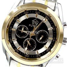 Vegan Mens Automatic Watch 6 Hands Russian Black Steel Chrono Freesh