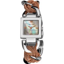 Vernier Ladies Mother of Pearl Dial Chain and Mesh Bracelet Fashion Watch (Two-tone)