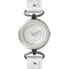 Versus by Versace Watch, Womens V by V White Calfskin Leather Strap 30