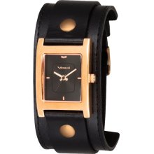 Vestal Womens Electra Analog Stainless Watch - Black Leather Strap - Black Dial - EA026