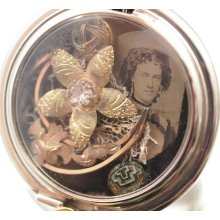 Victorian Memories Necklace Pocket Watch Pendant Antique Assemblage Tin Type