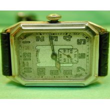 Vintage 1929 Illinois Medalist Wembley White Gold Filled Mans Wrist Watch 207