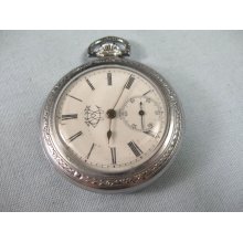 Vintage Antique Silver Tone Swiss Tacy Pocket Watch