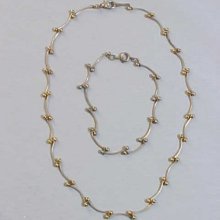 Vintage Choker Necklace & Bracelet Set 15 inch Silver tone Retro Esta